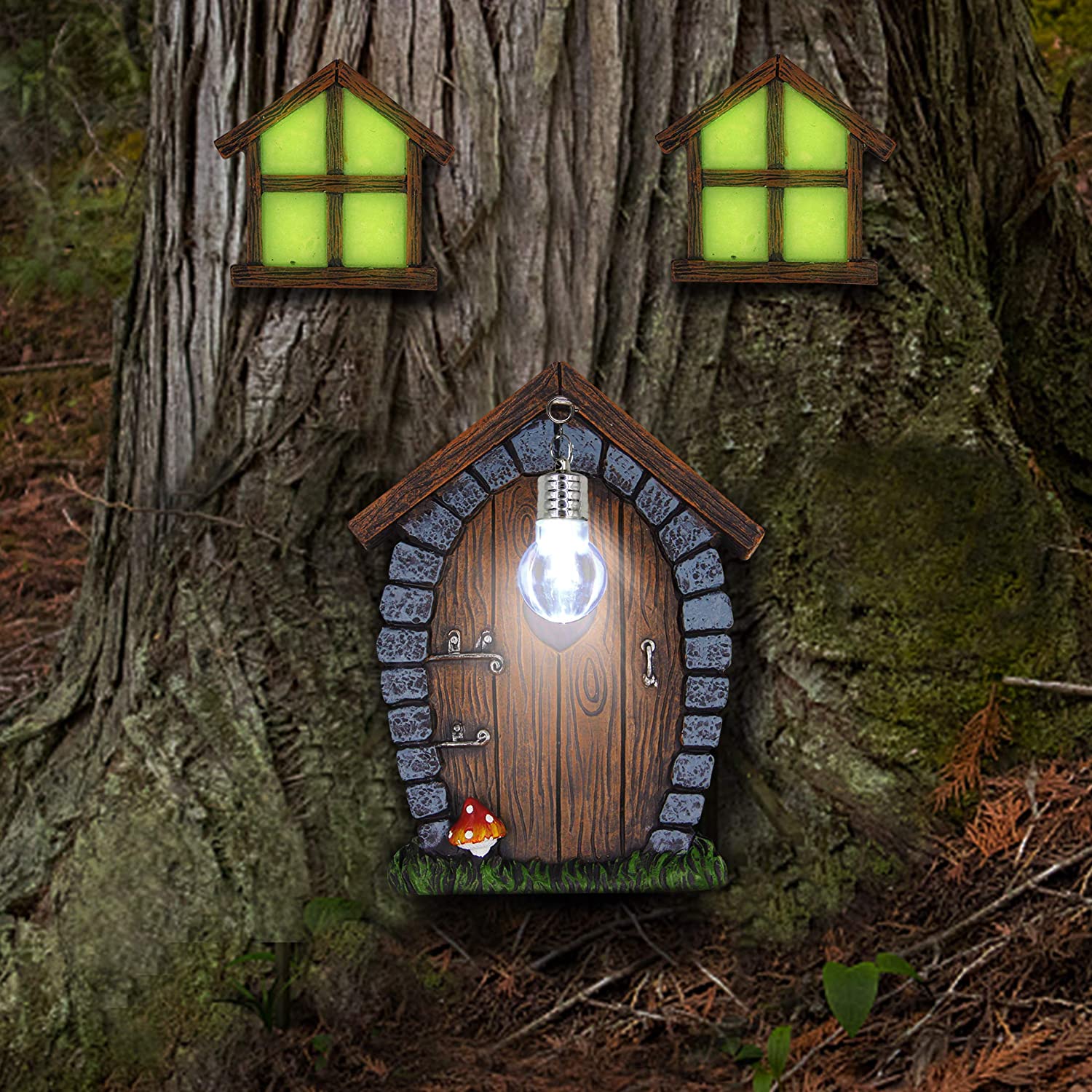 Door with sand lamp for decoration of trees