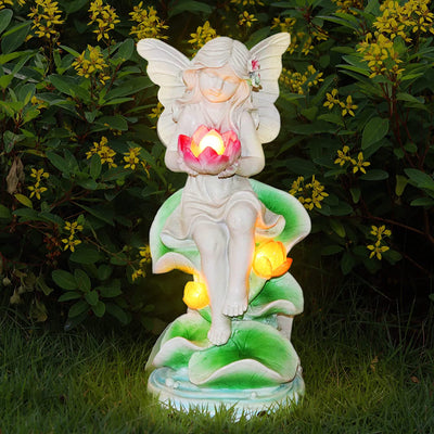 Garden Angel Statue with Solar Lights, 6.3 x 4.7 x 13 inches