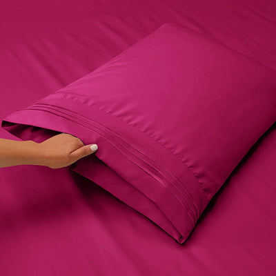 Set of 2 Wrap Around Closure Pillow Shams (Magenta Pink.)