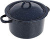 Blue 6-Quart Speckled Enamel Stock Pot with Lid