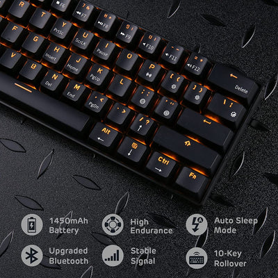 Wireless Mechanical Gaming Keyboard Black Swappable Brown Switch