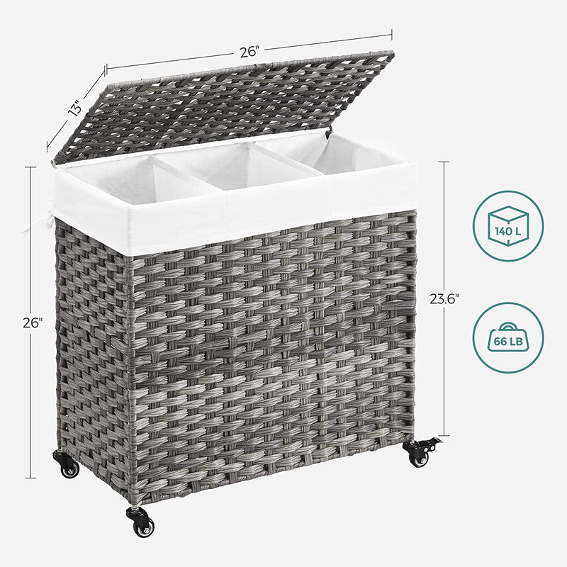 Hand Woven Laundry Basket, Color: Gray