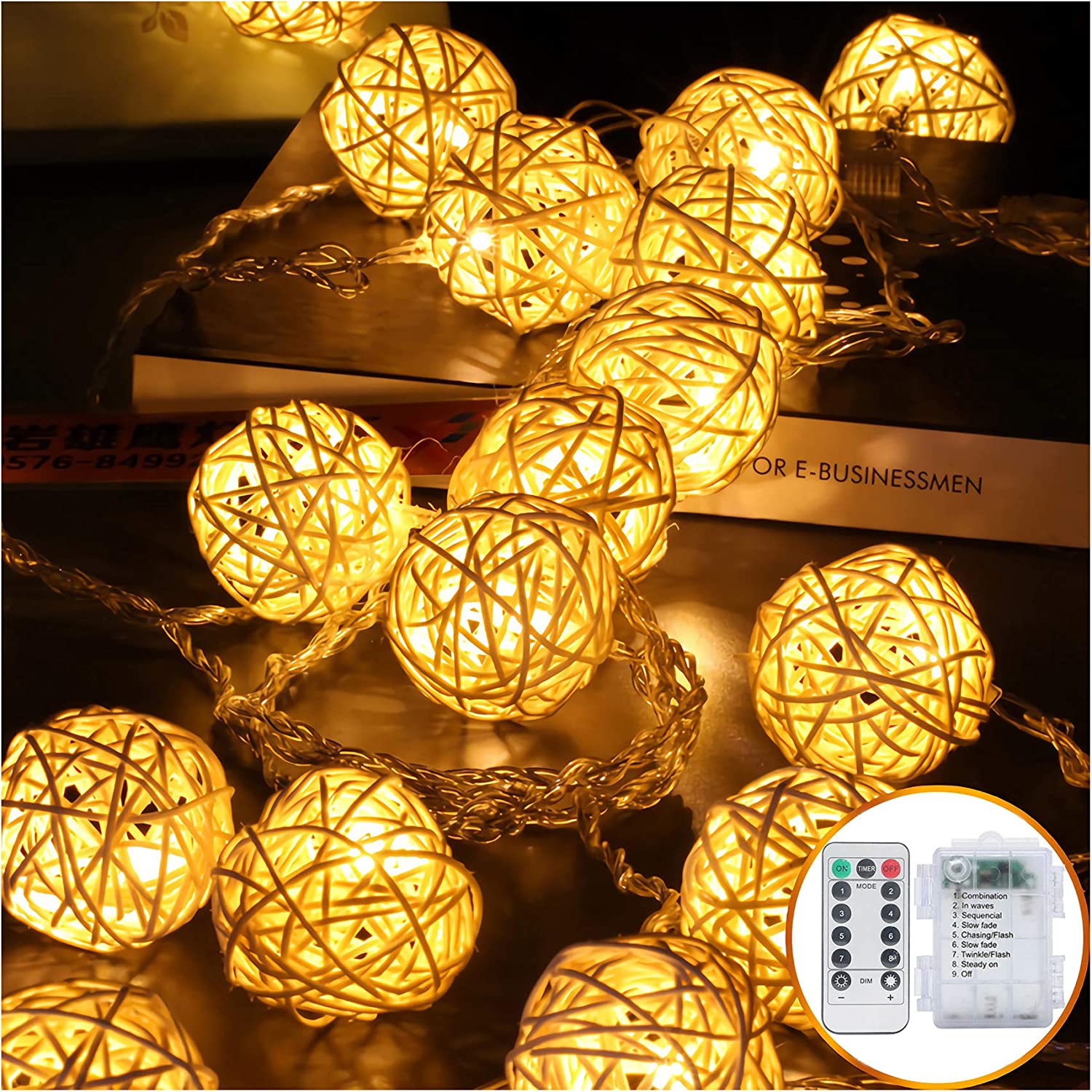 16.4ft Battery Operated 20 LED String Light (Warm White)