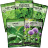 Herb Garden Seed Basil/Chives/Cilantro/Parsley/Oregano Seeds for Planting; 5 Individual Packets