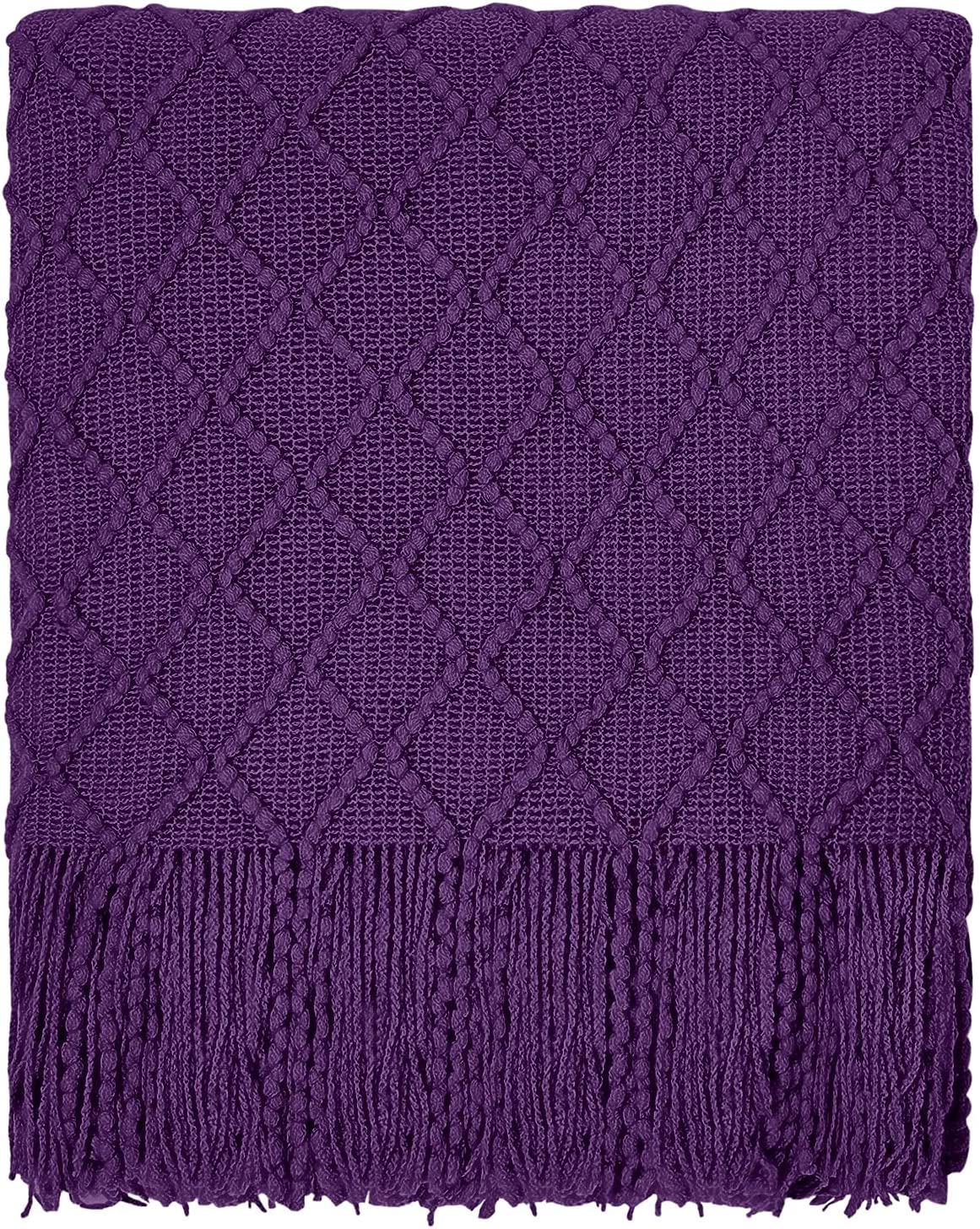 Knitted Blanket for Sofa & Bed (Color: Purple)