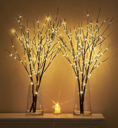 Illuminated branches with dimmer and timer, (brown)