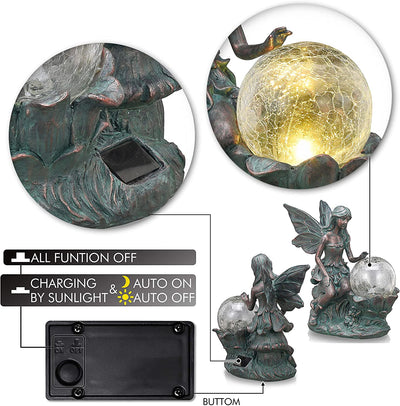 Fairy garden statue with solar lights,