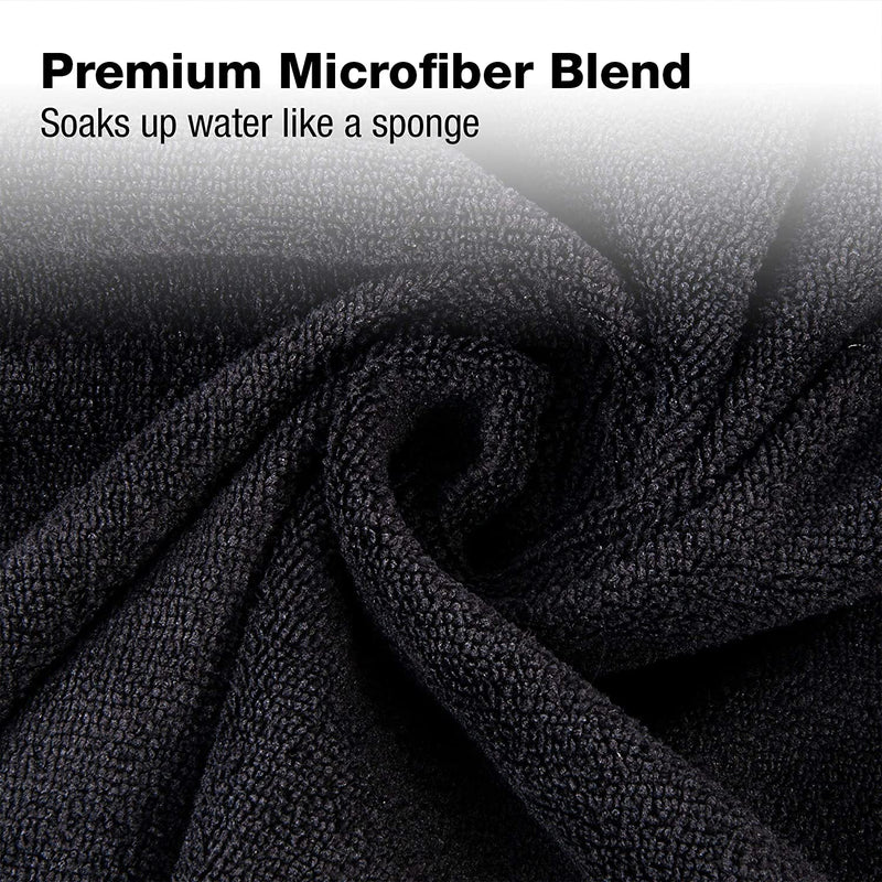 Microfiber Salon Towel, 16" x 29", Black, 10-Pack