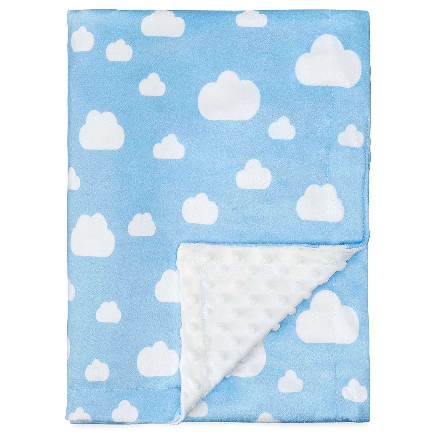 Reversible Soft Blanket, Large (Blue Clouds)