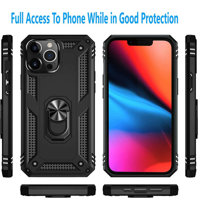 Cell Phone Case, Tempered Glass Protector (Color: Black)