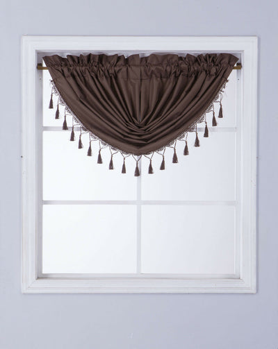 Rod Pocket Decoration Curtain, Brown, (1pcs waterfall valance)