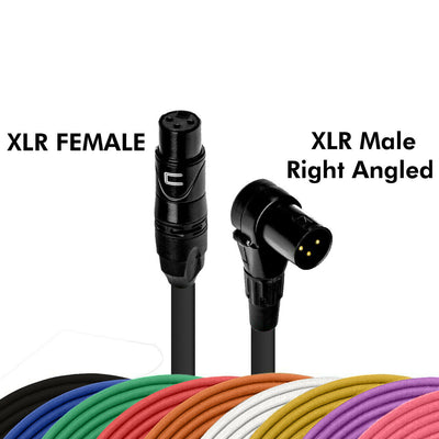 XLR Female to Male Right Angle Audio Cable (Blue, 0,5 ft)