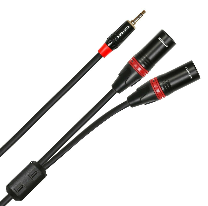 3,5mm TRS Stereo to Dual XLR Male Y Splitter Cable (1ft)