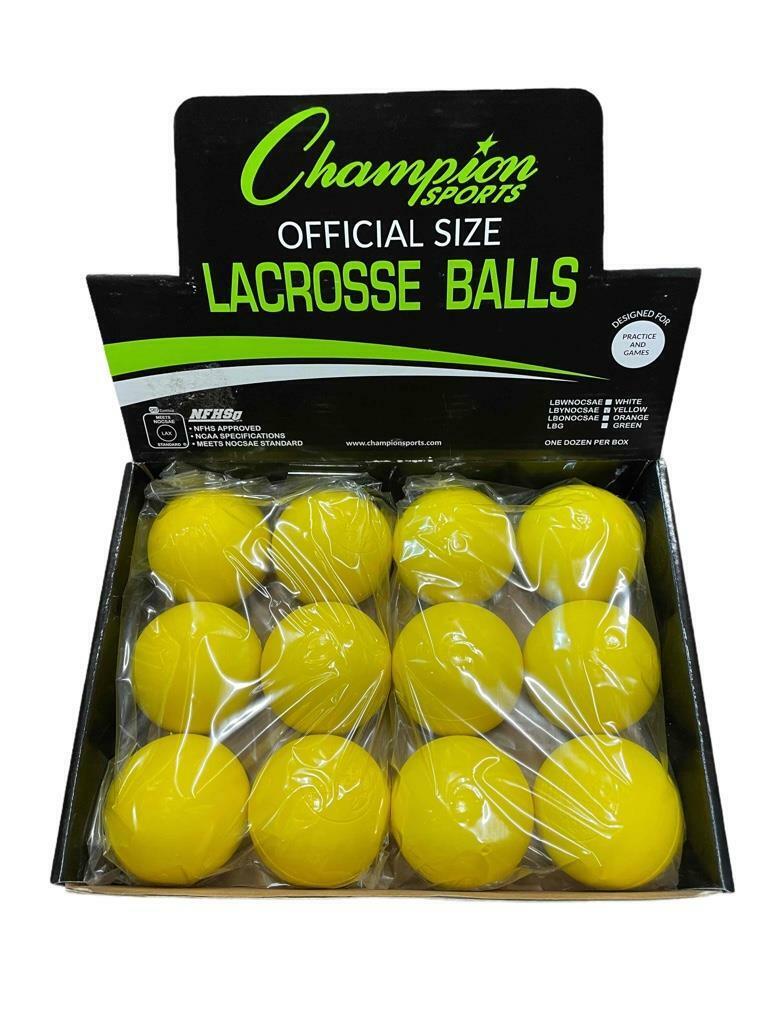 Pack of 12 yellow lacrosse balls