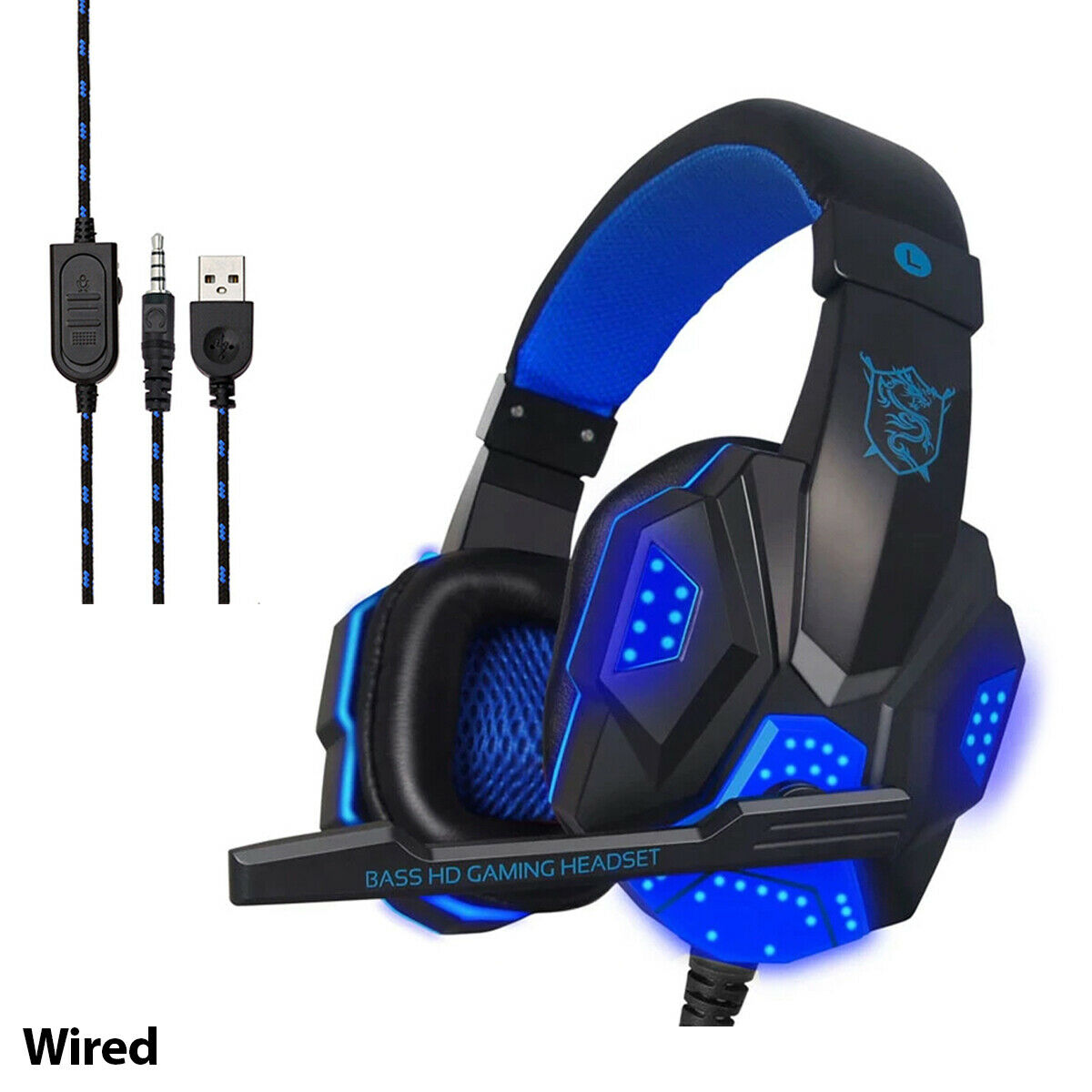 3.5mm Gaming Headphones LED Mic Headphones