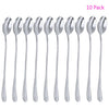 Set of 10 stainless steel spoons, long handle - oval