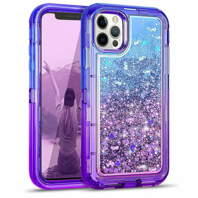 Shockproof Liquid Glitter Cell Phone Case (Color: Blue/Purple)