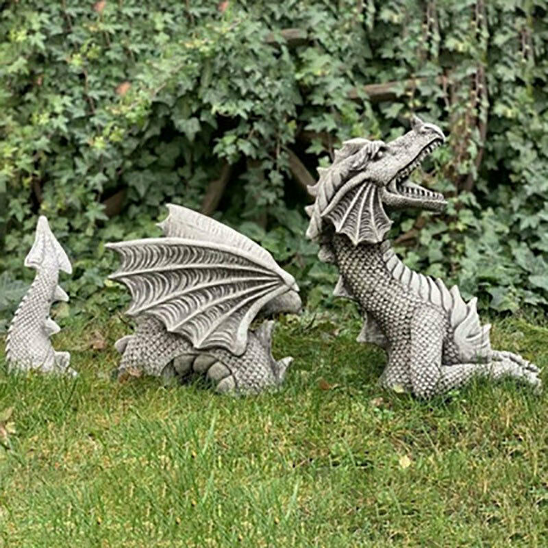 Dragon statue for garden (Grey White)